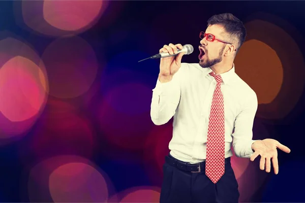 Singer man with microphone — Stock Photo, Image