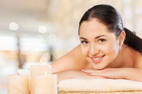 Woman relaxing with massage — Stock Photo, Image