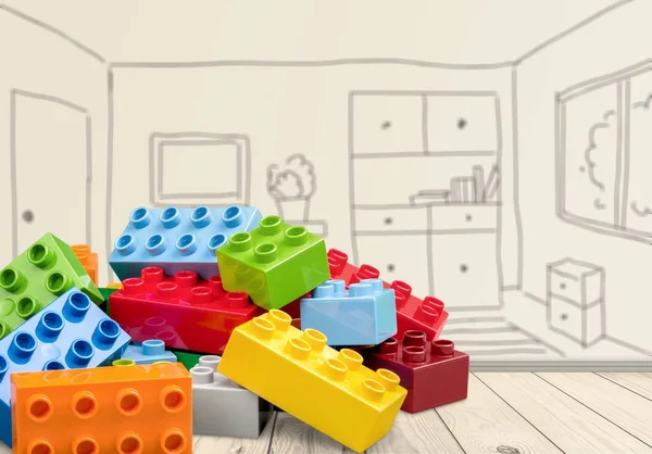 Kolorowe bloki plastikowe zabawki — Zdjęcie stockowe