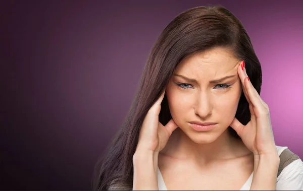 Beautiful girl with headache — Stock Photo, Image