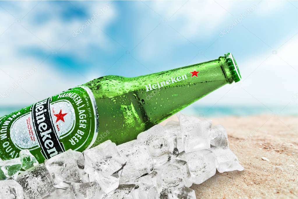 KHERSON, UKRAINE - NOVEMBER 11, 2014: Heineken Beer on white background