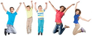 Kolaj sevimli çocukların atlama