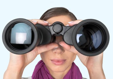 woman looking through binoculars clipart