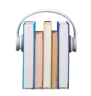 kitap ve arka plan üzerinde kulaklık