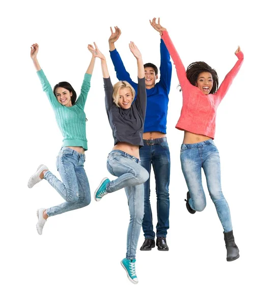 Studenti felici che saltano — Foto Stock