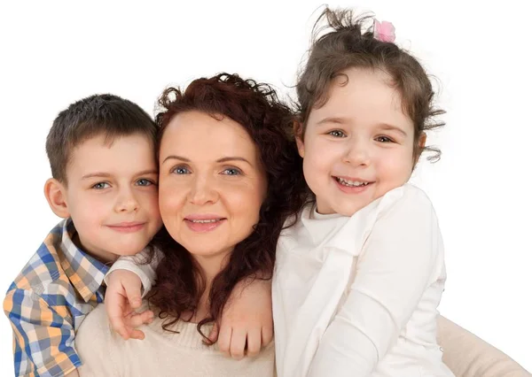 Mother with daughter and son hugging — Stock Photo, Image