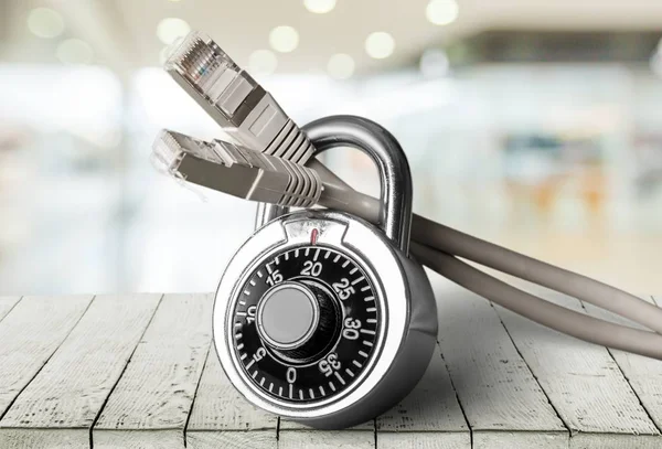 closed silver combination lock isolated on  background