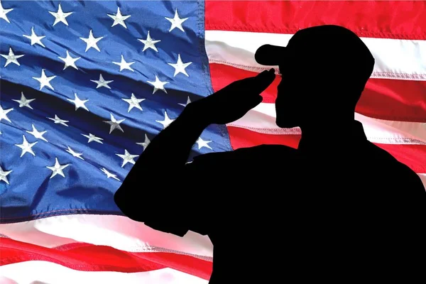 Silhouette of young military man — Stock Photo, Image