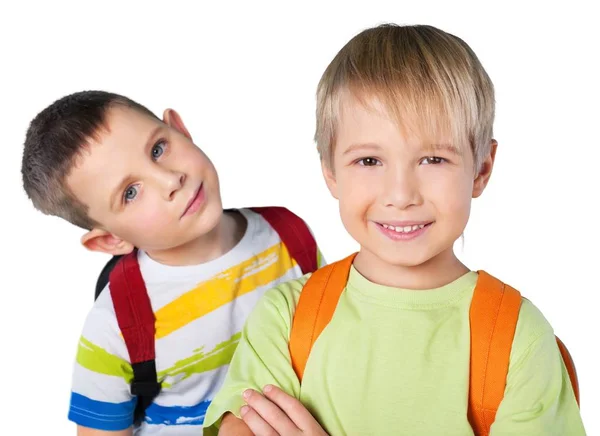 Estudantes felizes com mochilas — Fotografia de Stock