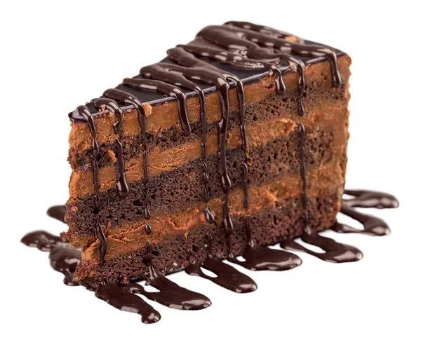 Stück Schokoladenkuchen isoliert — Stockfoto