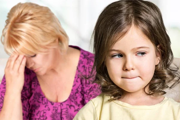 Sad Mother with daughter — Stock Photo, Image