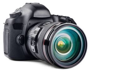 beyaz üzerine profesyonel fotoğraf makinesi