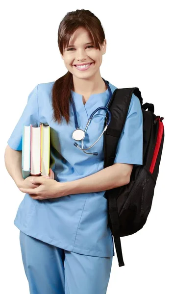 Aantrekkelijke jonge vrouwelijke studente geneeskunde — Stockfoto