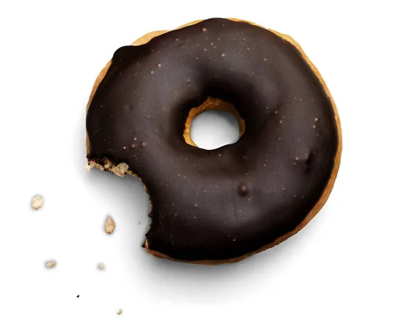 Donut mordido com esmalte de chocolate — Fotografia de Stock