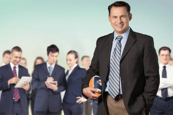 Businessman Front Blurred Crowd — Stock Photo, Image