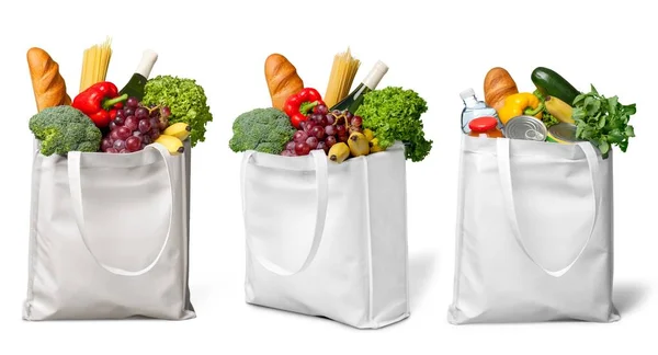 Shopping tassen met boodschappen — Stockfoto
