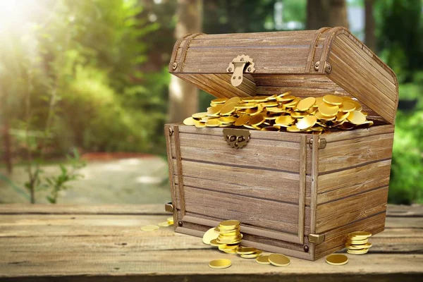 Treasure box with coins