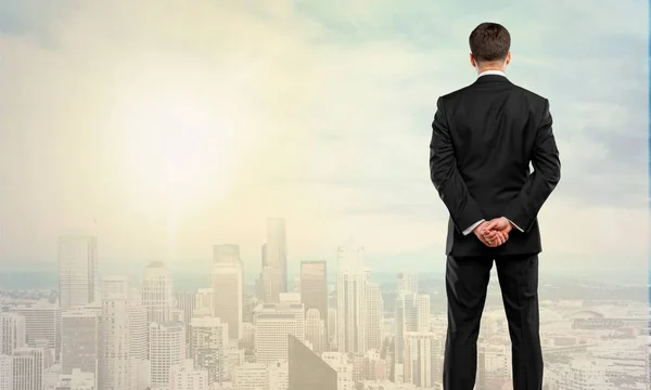 Business man in black suit — Stock Photo, Image