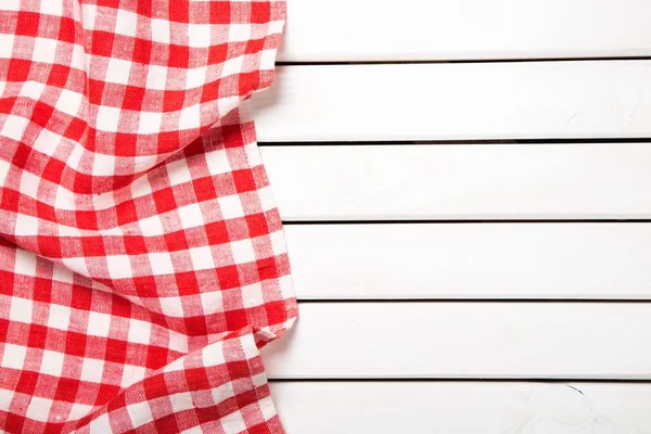 Tafelkleed textiel op houten tafel — Stockfoto