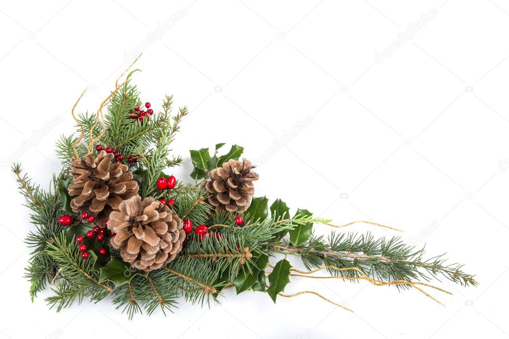 Christmas composition with pine cones