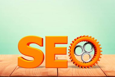Ahşap masa üzerinde harfler Seo 