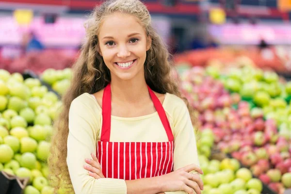 Young woman with apron — Stock Photo, Image