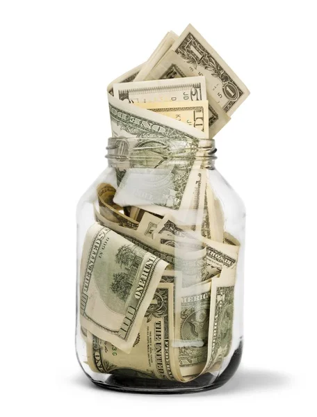 Glass jar for money — Stock Photo, Image