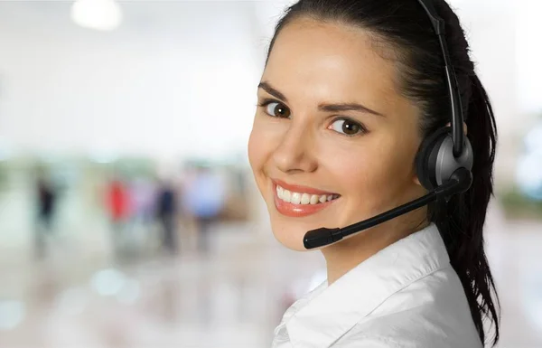 Young female phone service manager — Stock Photo, Image