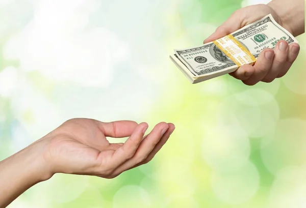 Two hands with  dollars — Stock Photo, Image
