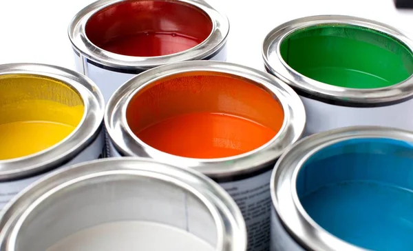 Multicolored Paint Cans — Stock Photo, Image