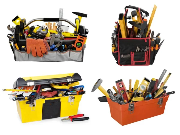 Conjunto de ferramentas em caixas de trabalho — Fotografia de Stock