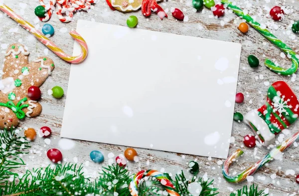 Tarjeta vacía blanca en Navidad — Foto de Stock