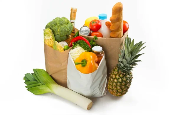 Bolsas de compras con comestibles —  Fotos de Stock