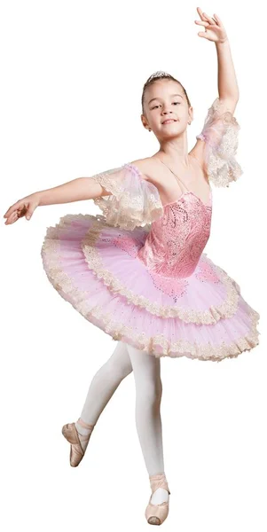Kis balerina lány rózsaszín tutu — Stock Fotó