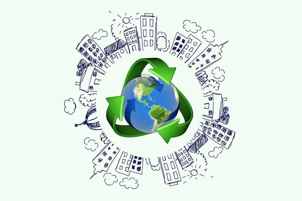 Glas Globe Pijlen Recycle Concept — Stockfoto