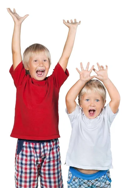 Niños levantando las manos —  Fotos de Stock