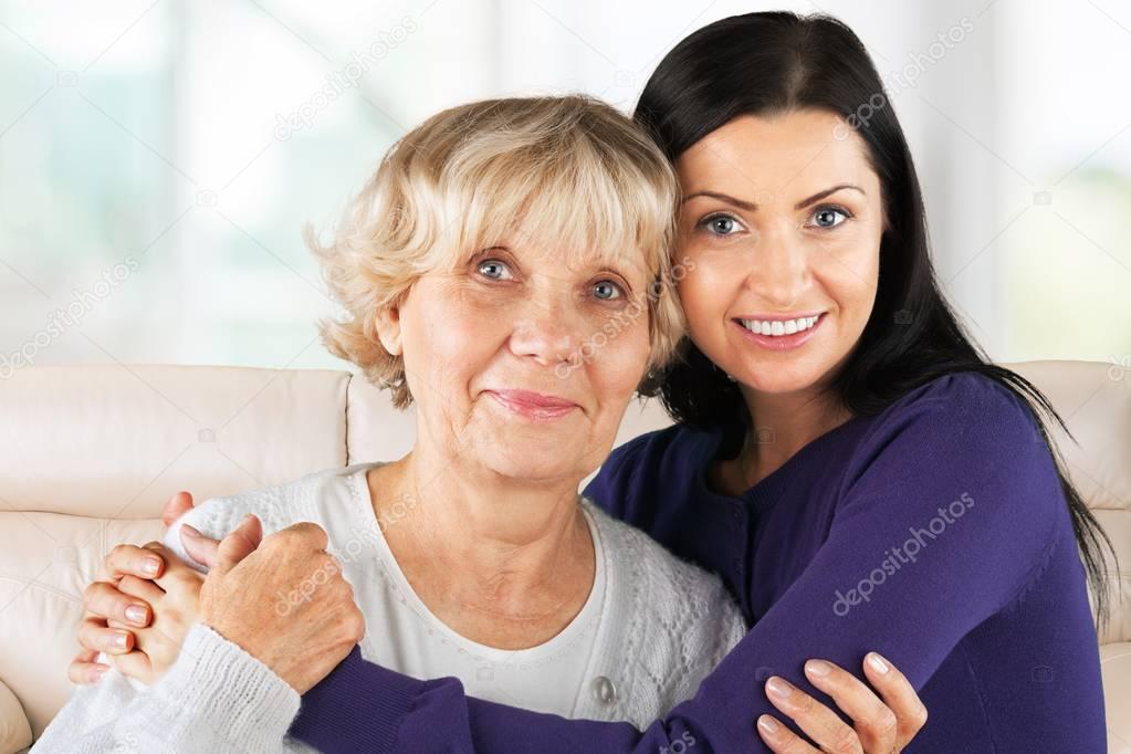 beautiful mother and cute daughter