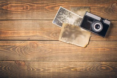 Vintage fotoğraf makinesi ile fotoğraf kartları