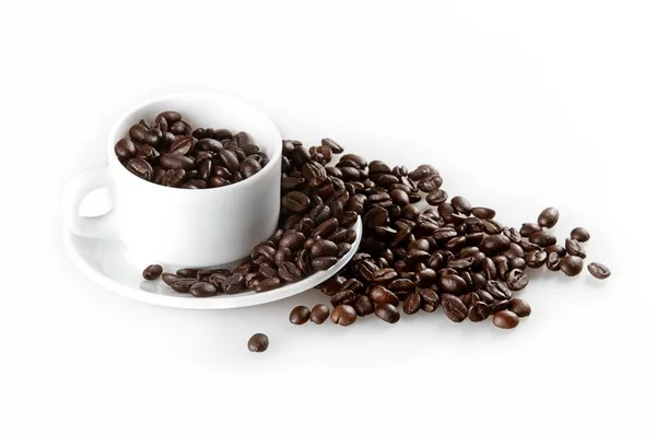 Taza de café y granos de café — Foto de Stock