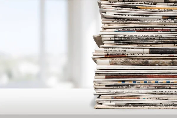 Pile of printed newspapers — Stock Photo, Image