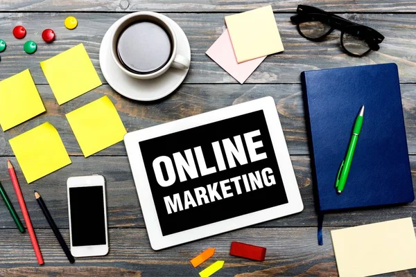 Top Över Online Marketing Arbetsplats — Stockfoto