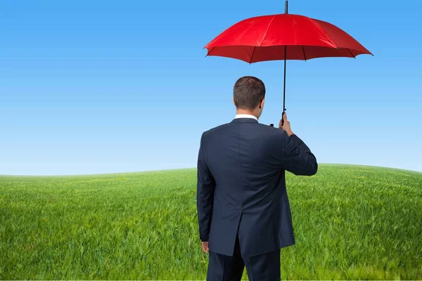 Portrait of  businessman with umbrella — Stock Photo, Image