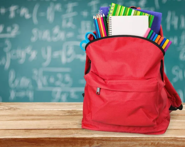 School stationery in backpack