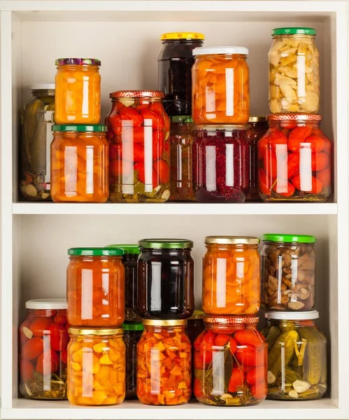 Jars with canned vegetables — Stock Photo, Image