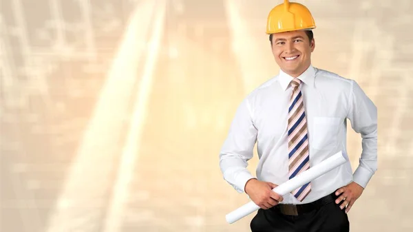 Happy foreman with hard hat — Stock Photo, Image