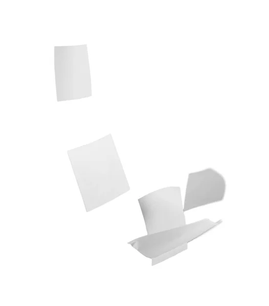 Крупным Планом Фотография Белых Бумажных Листов Белом Фоне — стоковое фото
