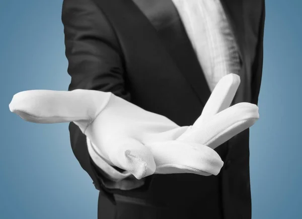 Элегантная Рука Человека Белой Перчатке — стоковое фото