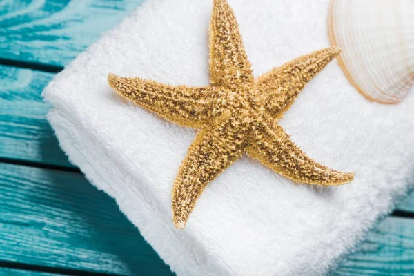 New White Fluffy Towel Starfish — Stock Photo, Image