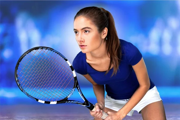 Jovem jogadora de tênis feminino — Fotografia de Stock