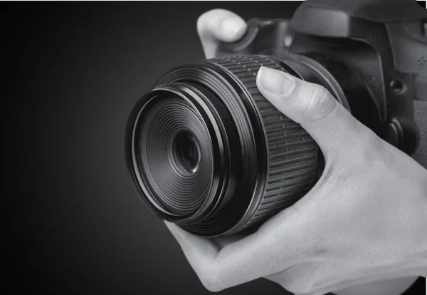 Câmera de focagem mão — Fotografia de Stock